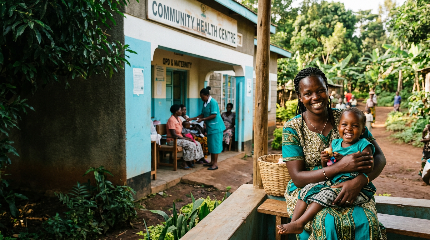 Mother and child receiving care in a Kenyan community